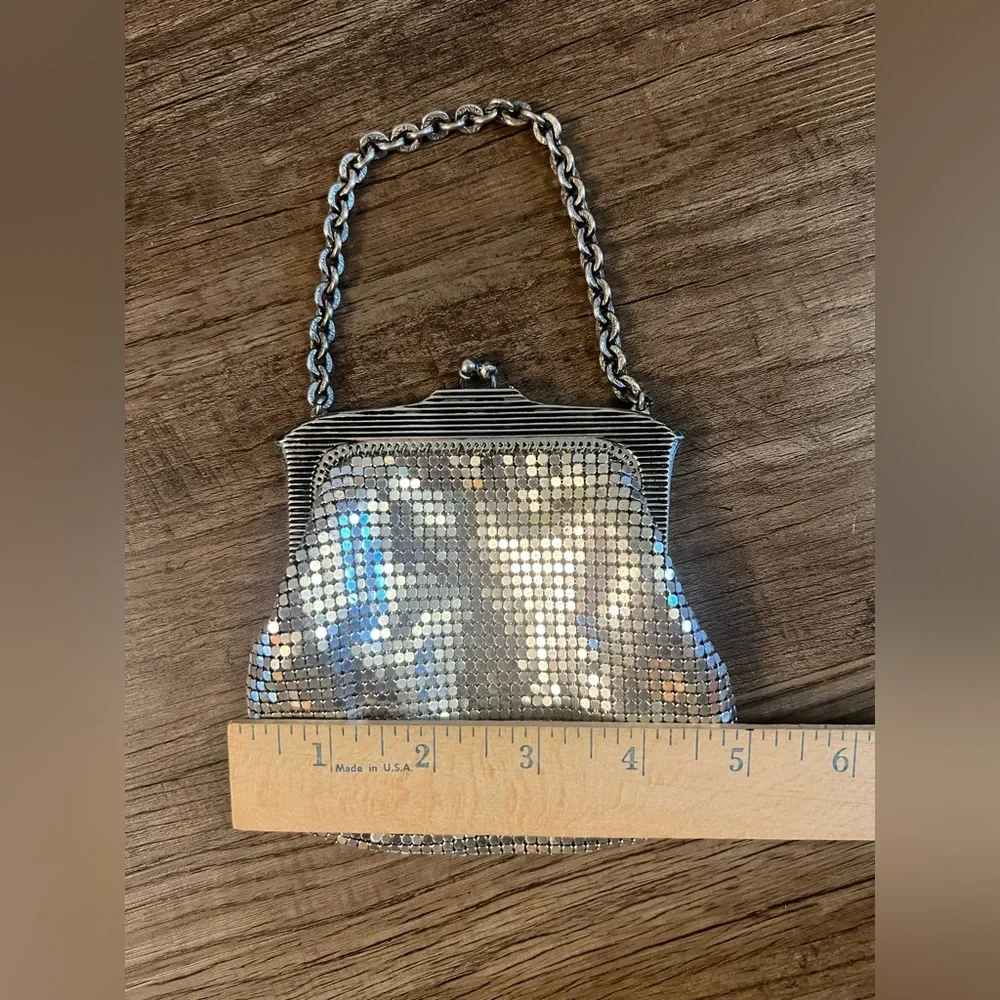 Whiting and Davis Chain Mesh Purse Vintage‎ Silver Small 40’s Castle Core - Picture 6 of 8